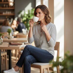 W by WORTH Cardigan Sweater Sz M Light Taupe Beige 153J